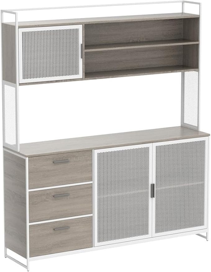 AGOTENI Large Kitchen Hutch Cabinet, Storage Cupboard Pantry - Image 4