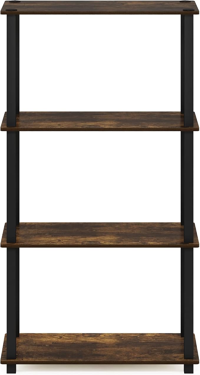 Furinno TURN-S-TUBE Storage Shelves, 4-Tier Book Shelf, Corner Shelf, Toolless - Image 7