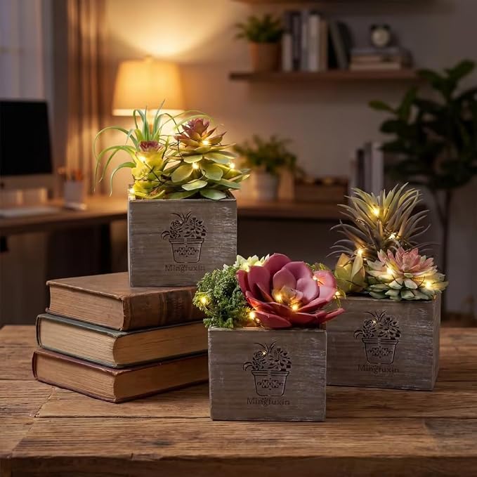 Small Fake Plants, 3 Packs Mini Succulent Plants Artificial - Image 3