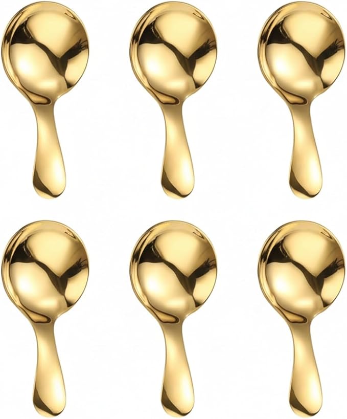 6PCS Mini Gold Spoons, Short Handle Scoops by EWUHRY