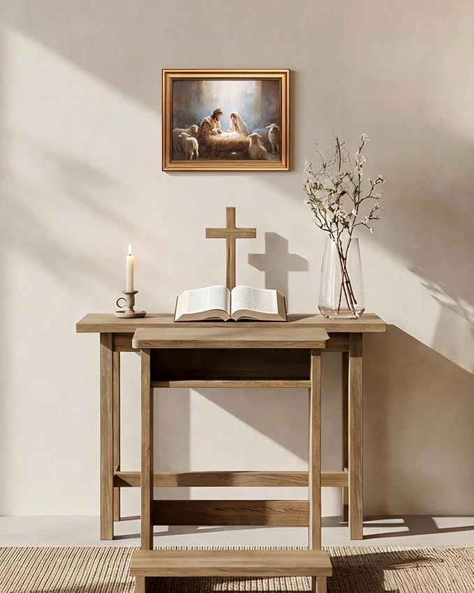 ARPEOTCY Gold Framed Christian Wall Art, 16x12 Inch Holy Family Canvas Print - Image 2