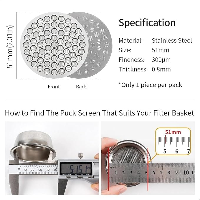 watchget 51mm Espresso Puck Screen Reusable Mesh Coffee Filter 0.8mm Thickness - Image 2