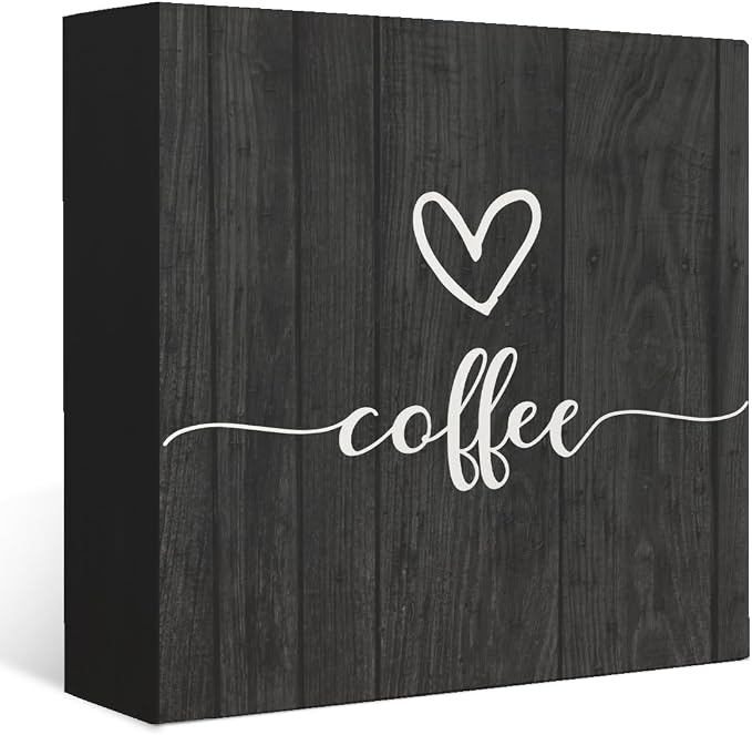 Mtrgdn Coffee Sign Wooden Box Decor, Coffee Bar Station Accessories, Rustic by MtrgdnHomeDecor