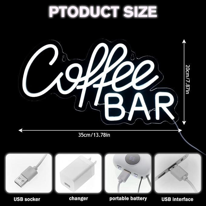 Kathfly Coffee Bar Neon Sign LED Neon Decor Modern LED Wall Sign - Image 2