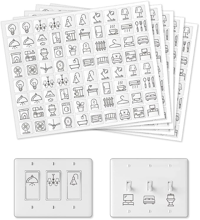 400 Pcs Light Switch Sticker Labels, 34 Designs Transparent Switch ID Stickers by GOMAKERER