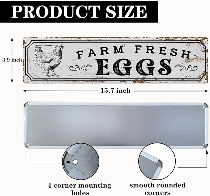 Rustic Farmhouse Style Chicken Coop Sign, Metal Outdoor Chicken House Signs - Image 2