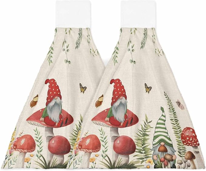 Hanging Kitchen Towels with Loop Gnome Spring Floral Hand Tie Towels Set of 2 by Big+buy+store