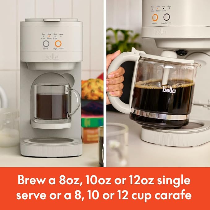 BELLA VersaBrew 2-in1 Coffee Maker, K-Cup compatible, Brew 3 Sizes Carafes & - Image 3