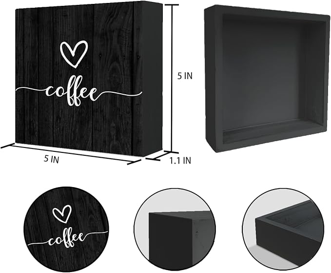 Mtrgdn Coffee Sign Wooden Box Decor, Coffee Bar Station Accessories, Rustic - Image 4