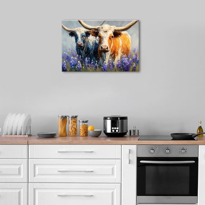 Abstract Highland Cow Canvas Wall Art - Image 5