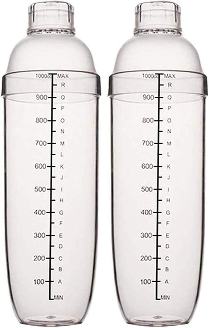 2 Pcs Plastic Cocktail Shaker, Drink Mixer Boba Tea Shaker, Professional Bar by Cheeren