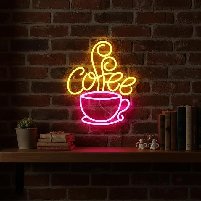Coffee Neon Sign for Coffee Bar Decor, Dimmable Pink&Yellow Neon Lights for - Image 6
