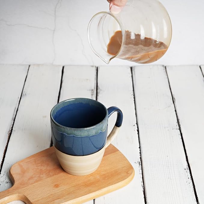 Bosmarlin Ceramic Coffee Mug Set of 4, 17 Oz, 5 Colors to Choose, Tea Cups - Image 5