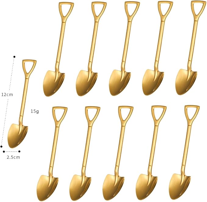 20 Pack Shovel Shape Demitasse Espresso Spoon, 4.7 Inches Stainless Steel Mini by SZLFSX