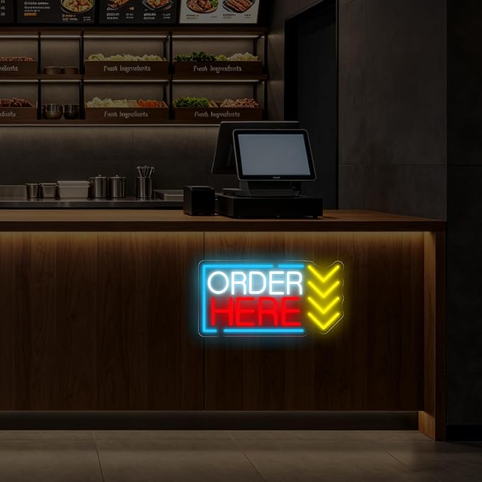 Order Here Neon Sign Coffee Shop Opening Gift Restaurant Ordering Area LED - Image 6