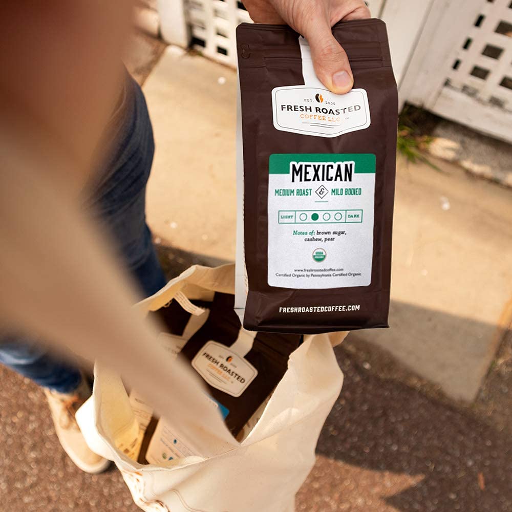 Fresh Roasted Coffee, Organic Mexican | Mold & Myco 3rd Party Tested, USDA Organic, Kosher | Medium Roast 12 oz Whole Bean