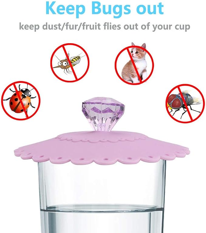 6pcs Silicone Cup Lids Coffee, Creative Diamond Flexible Mug Cover Food Grade - Image 4