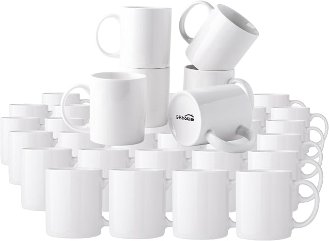 GBhome 12 OZ Off White Coffee Mugs, Ceramic Bulk Coffee Mugs by GBhome