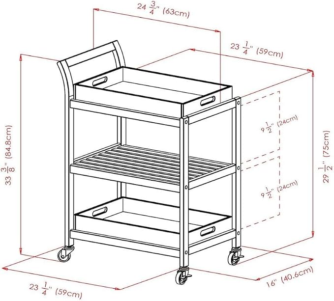Furnifact Solid Wood Kitchen Cart On Wheels - Image 6