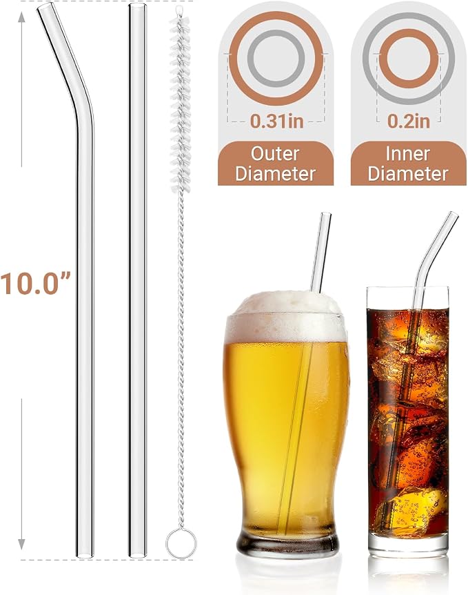 Foogwee® 20 Packs Reusable Glass Straws Set - Image 2