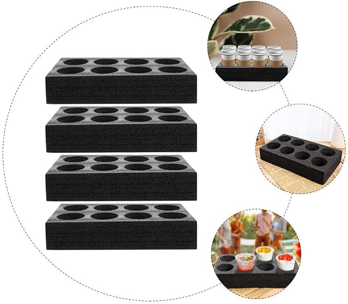 GANAZONO 4pcs 8-Hole Cup Holder Tray Foam Beverage Carrier Takeout Drink - Image 7