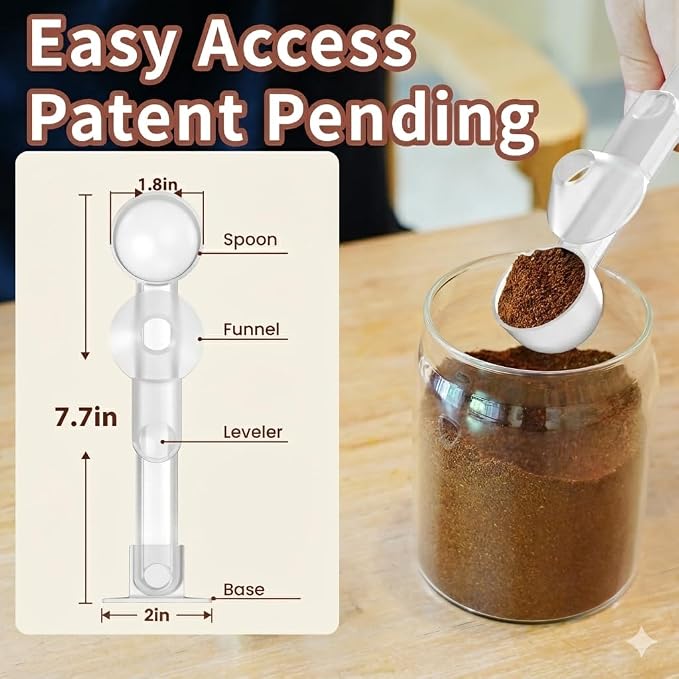 Coffee Scoop with Funnel for Ground Coffee, Protein Powder & Tea, for Reusable - Image 3