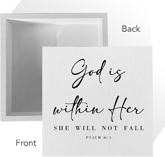 God Is Within Her Bible Verse Artwork Wooden Box Sign Rustic Farmhouse Style - Image 3