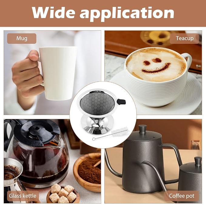 Pour Over Coffee Dripper, Double Mesh Coffee Filte-r Paperless Coffe-e Strainer - Image 8
