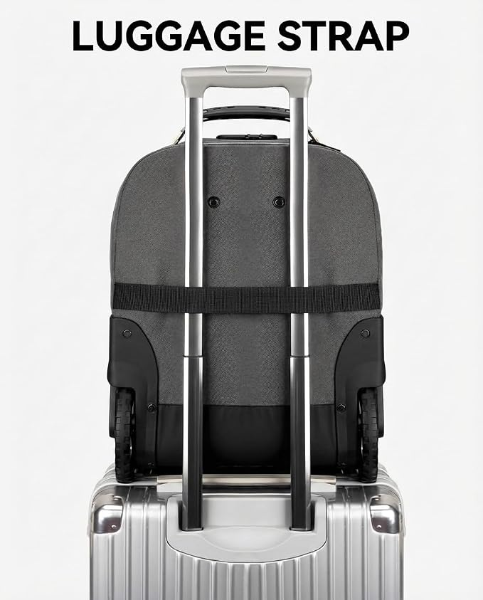 MATEIN Rolling Laptop Bag with Larger Wheels, 17 Inch Spacious Roller Back - Image 7