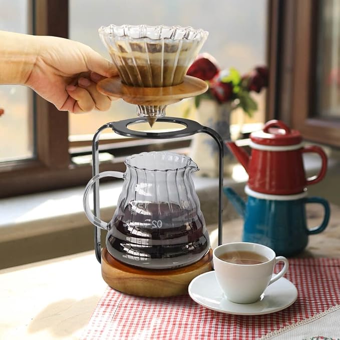 SOTECH Pour Over Coffee Station Dripper Stand Coffee Filter Wooden Filter - Image 2
