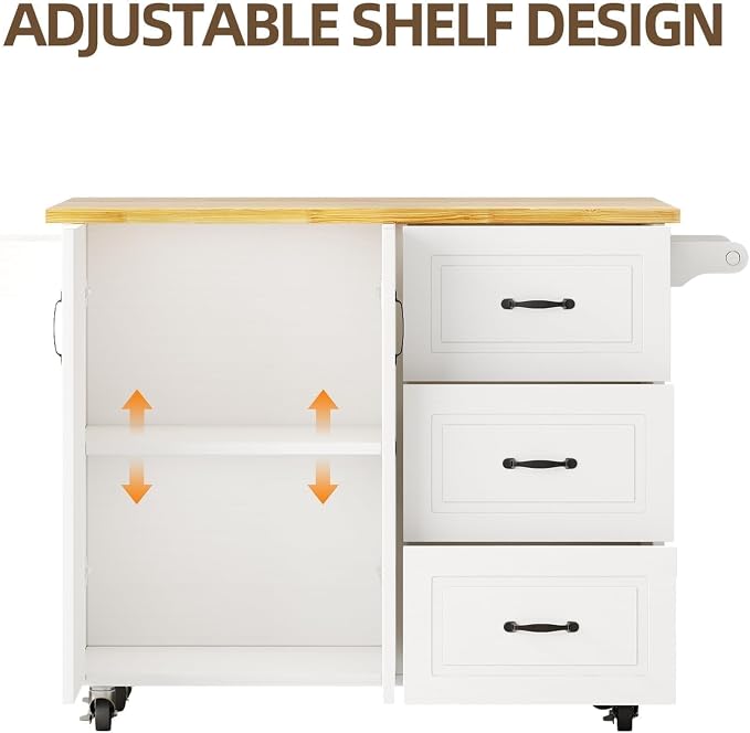 4 EVER WINNER 43" Modern Farmhouse Kitchen Island Cart - Image 5