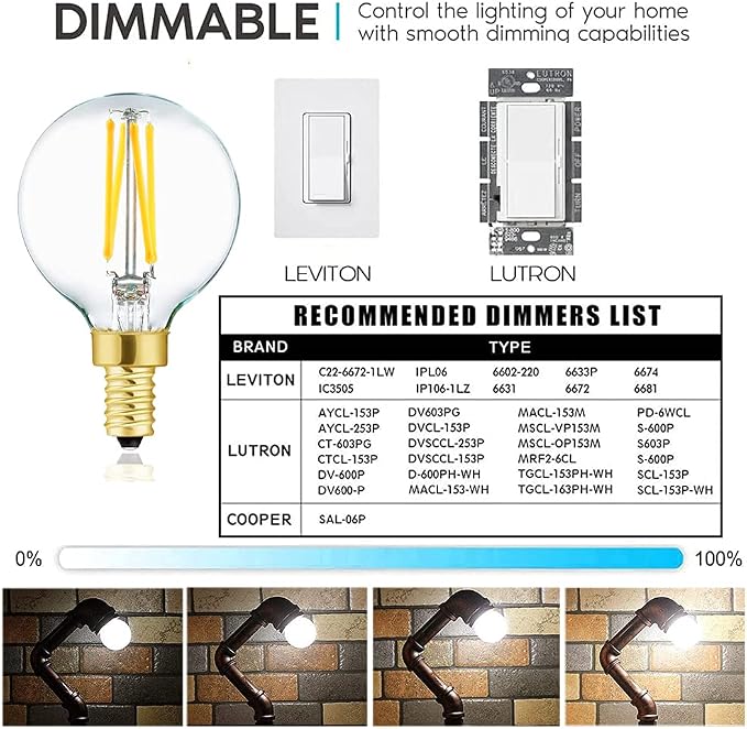 XININSUN G16.5 LED Bulb, E12 40W Candelabra Dimmable Chandelier Light Bulbs - Image 4