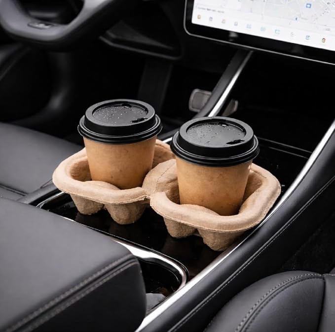 2 Cup Compostable Paper Pulp Cup Carrier, 30 Pack Heavy Duty Disposable Coffee - Image 7