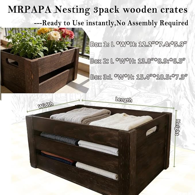 Rustic Wooden Crates Set of 3 - Image 3