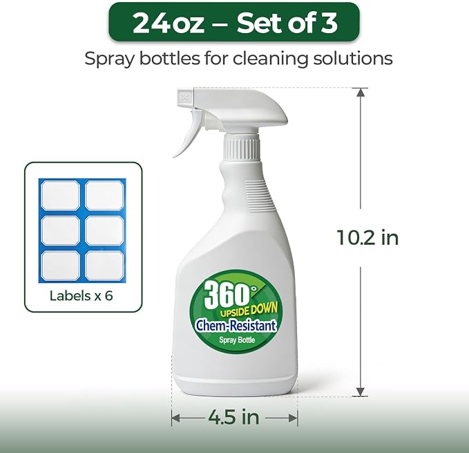 T4U Spray Bottles for Cleaning, 24 OZ Empty Spray Bottles Heavy Duty, Plastic - Image 3