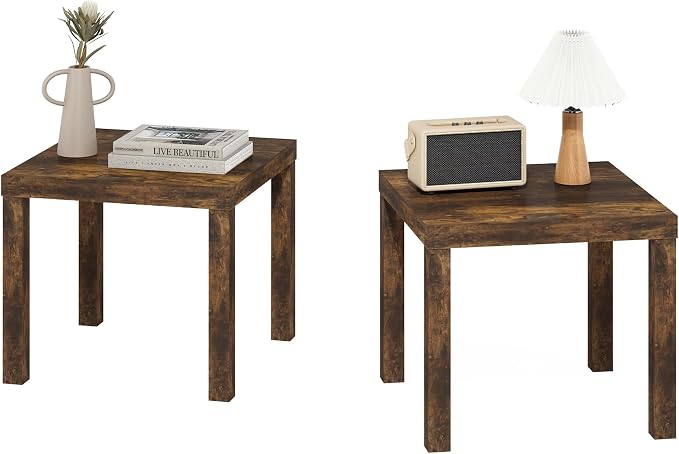 Furinno Classic Side Table Set of 2, Square Modern End Table - Image 4