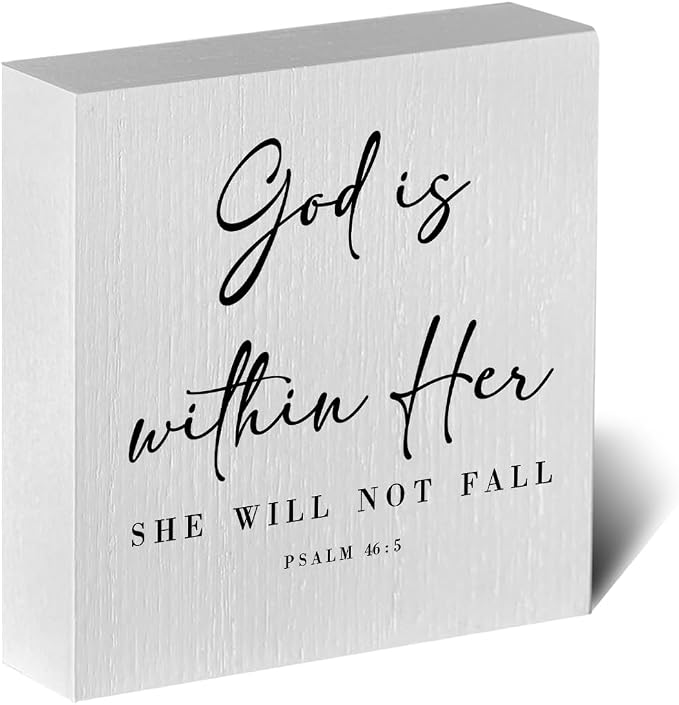 God Is Within Her Bible Verse Artwork Wooden Box Sign Rustic Farmhouse Style by ENGVZ
