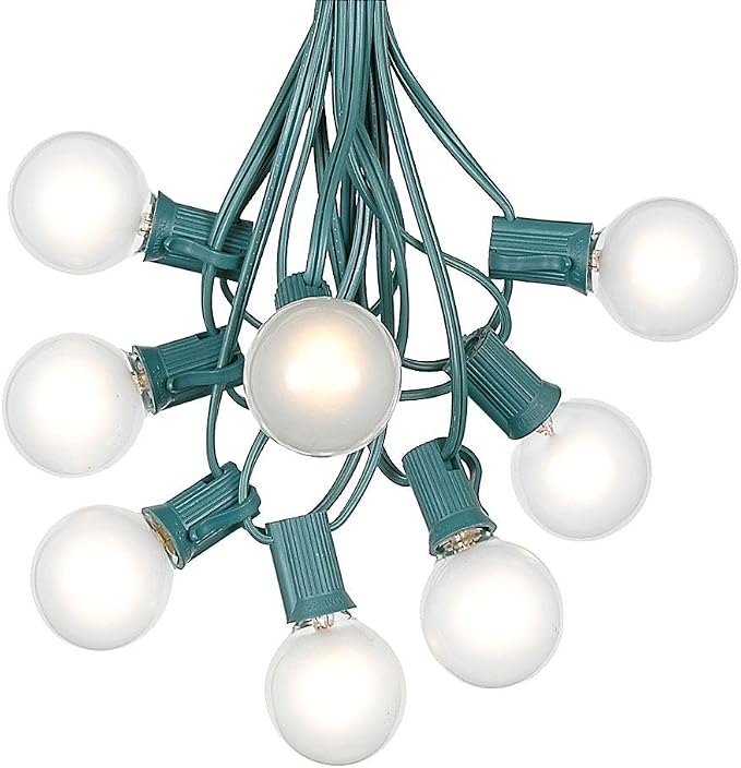 G40 Patio String Lights with 25 Frosted Globe Bulbs by NoveltyLights-LightExperts