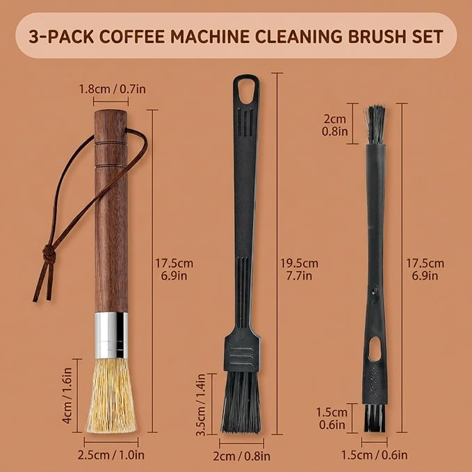 3-Piece Coffee Brush Kit, Coffee Grinder Brush Set, Espresso Machine Cleaning - Image 2