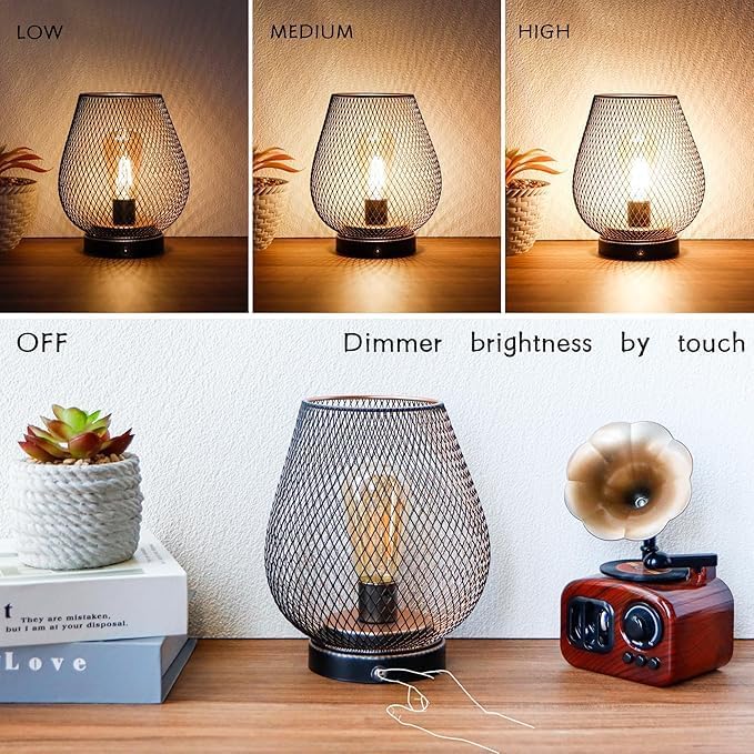 JHY DESIGN Dimmable Touch Bedside Table Lamp Set of 2 Rechargeable Battery - Image 3