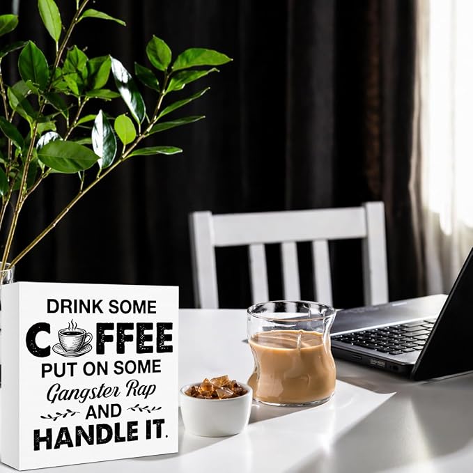 Coffee Bar Decor, Funny Coffee Table Decor Wooden Sign, Drink Some Coffee Put - Image 3