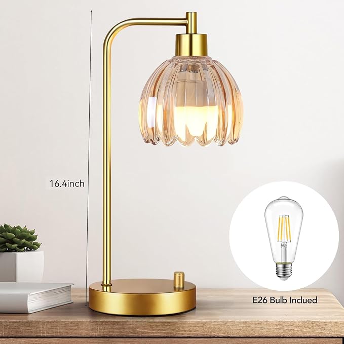 ILLMTW Glass Table Lamp Set of 2, Small Gold Bedside Lamps Dimmable Boho - Image 7