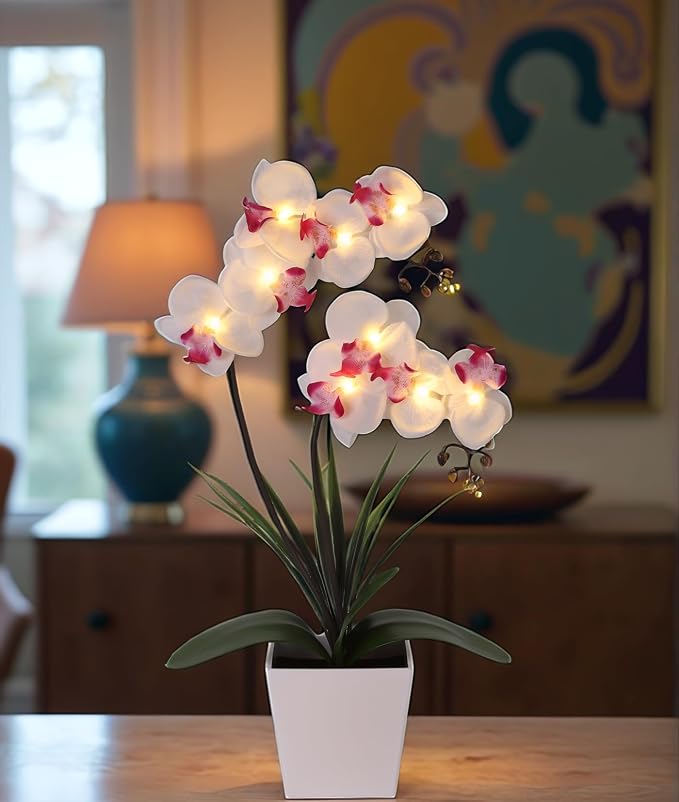 HOMESEASONS Orchid Lamp-LED Lighted Orchid Arrangements, Pre Lit Artificial - Image 4