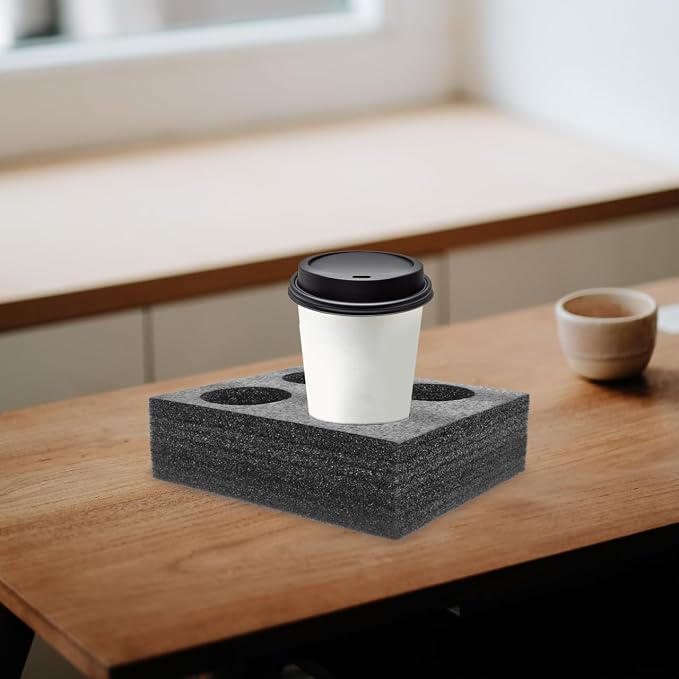 Takeout Coffee Cup Bottle Carrier: 2Pcs Black Takeout Cup Holders Foam- Hot or - Image 9