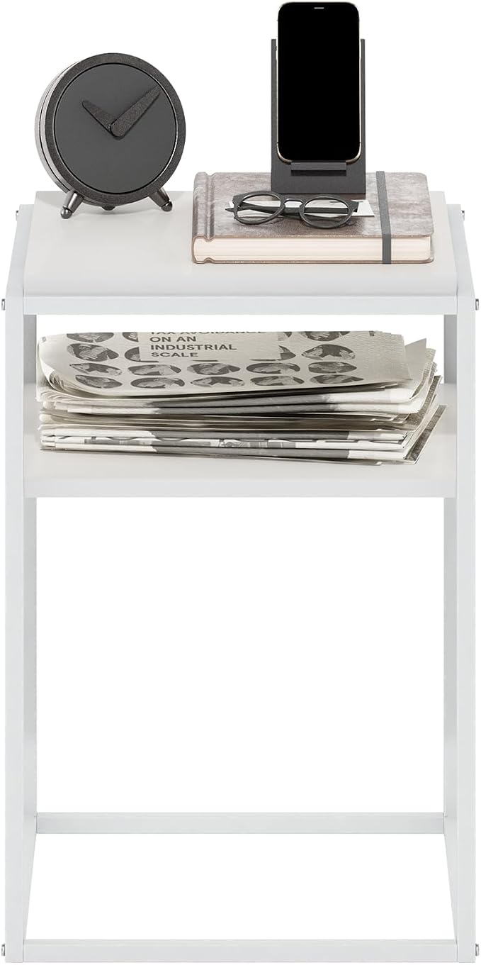 Furinno Moretti Side Table, 2-Tier Stackable Metal Frame End Table - Image 5