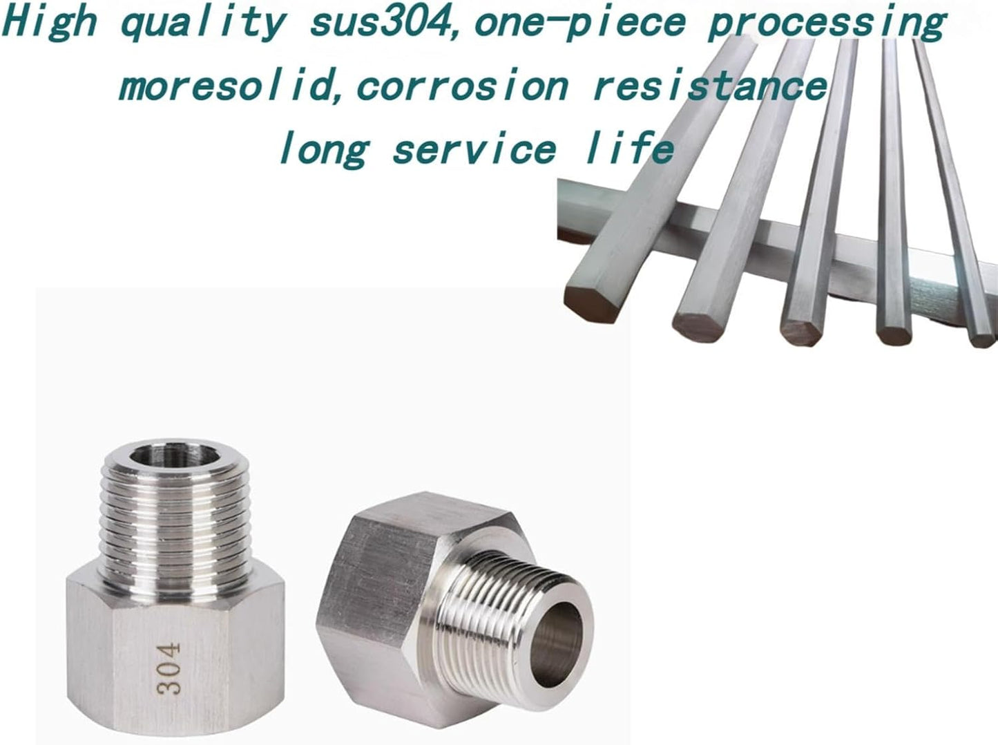 2 pieces Npt3/8 Female to Npt1/4 Male Reducer,3/8-1/4Water pipe Adapter, Fabricate of 304 Stainless Steel