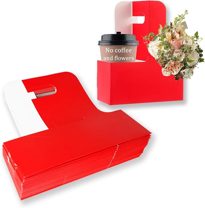Cup Holder with Handle Disposable Drink Carrier Coffee Beverage Holders Red by Unknown