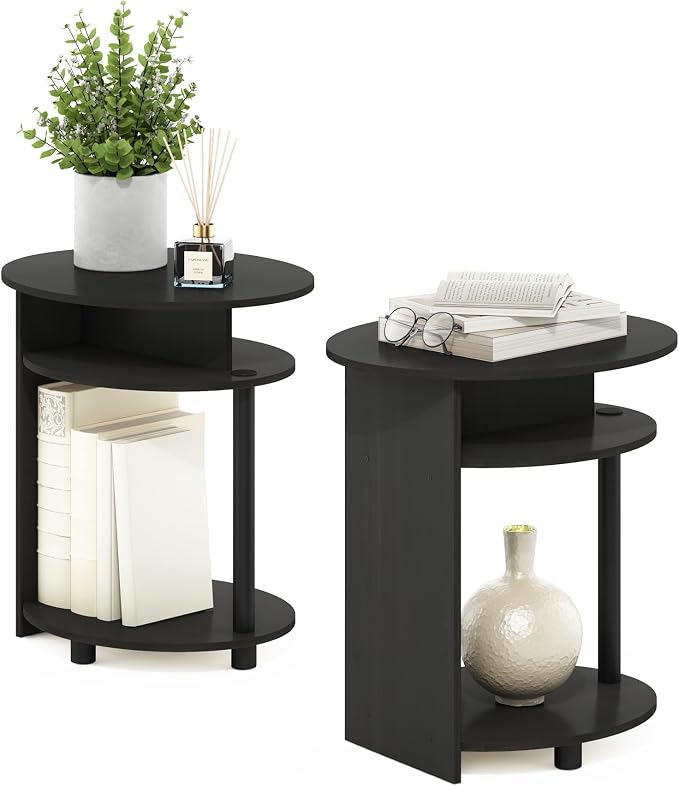 Furinno JAYA Simple Design Oval End Table Set of 2 by Furinno-FitsYourSpaceFitsYourBudget