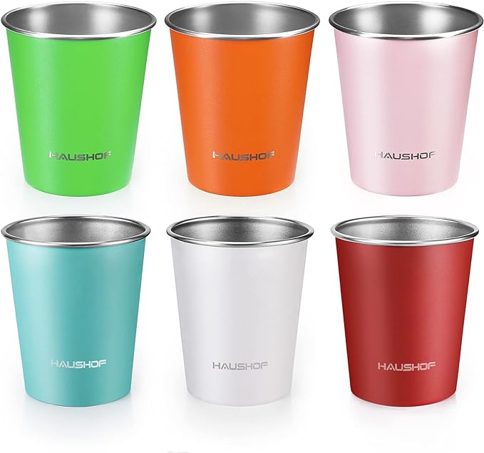 HAUSHOF Pint Cup, 14 oz Stainless Steel Cups, Stackable Metal Drinking Cups by HAUSHOF
