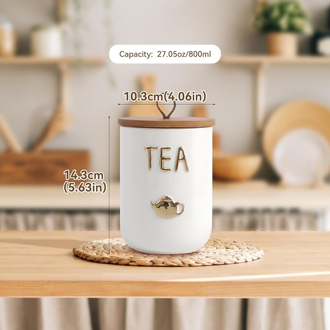 Ceramics Tea Canisters with Airtight Seal Lid, Simple Style Loose Leaf Tea - Image 2
